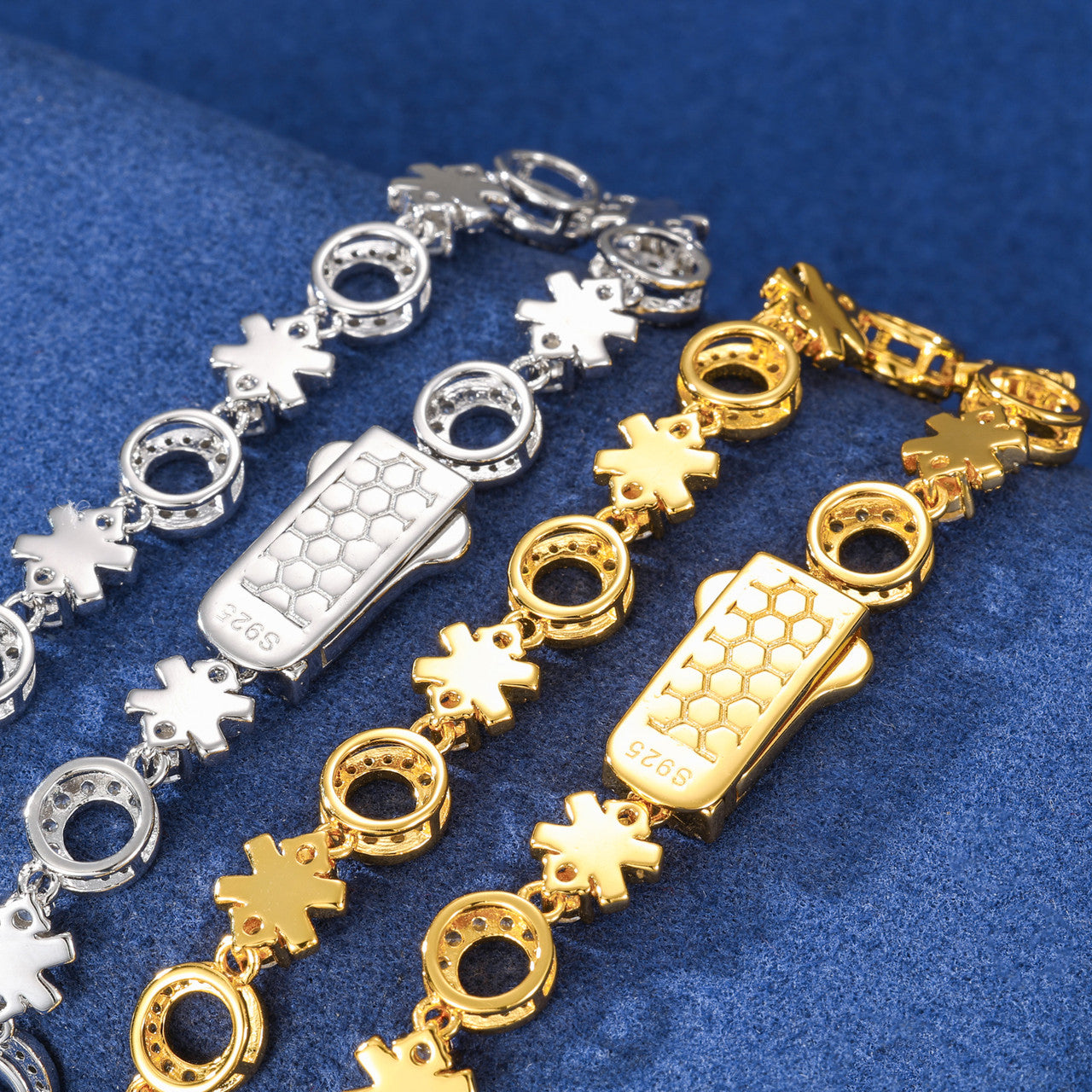 XOXO | Sterling Silver Love Moissanite Diamond Hip Hop 7MM 925 18k Gold Bracelets