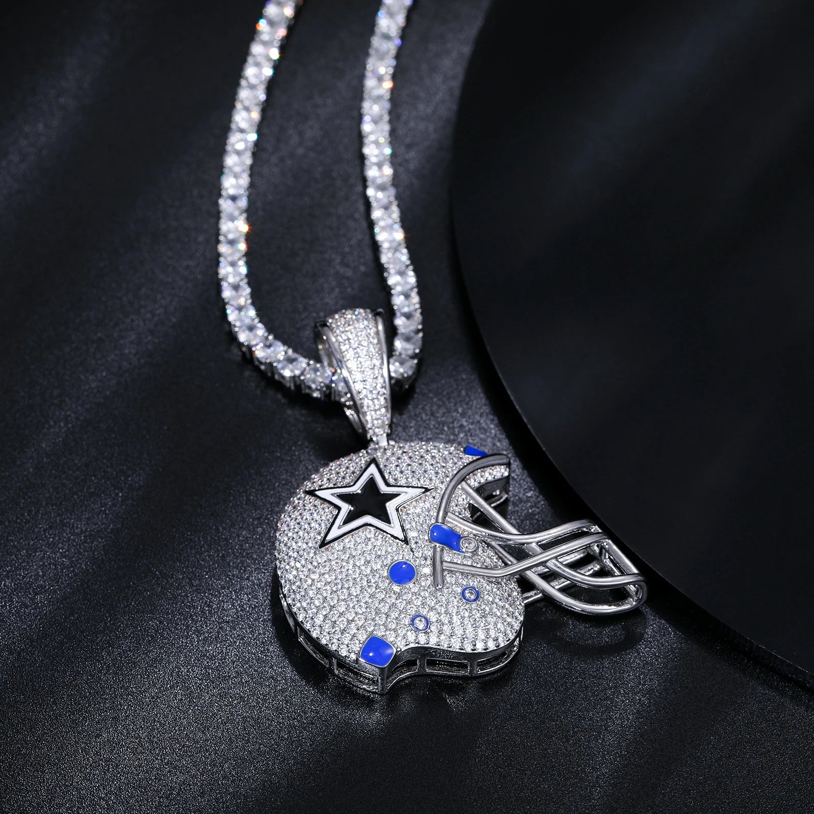 Americas Team II | S925 Moissanite Diamond 925 Solid Silver Hip Hop Helmet Pendant
