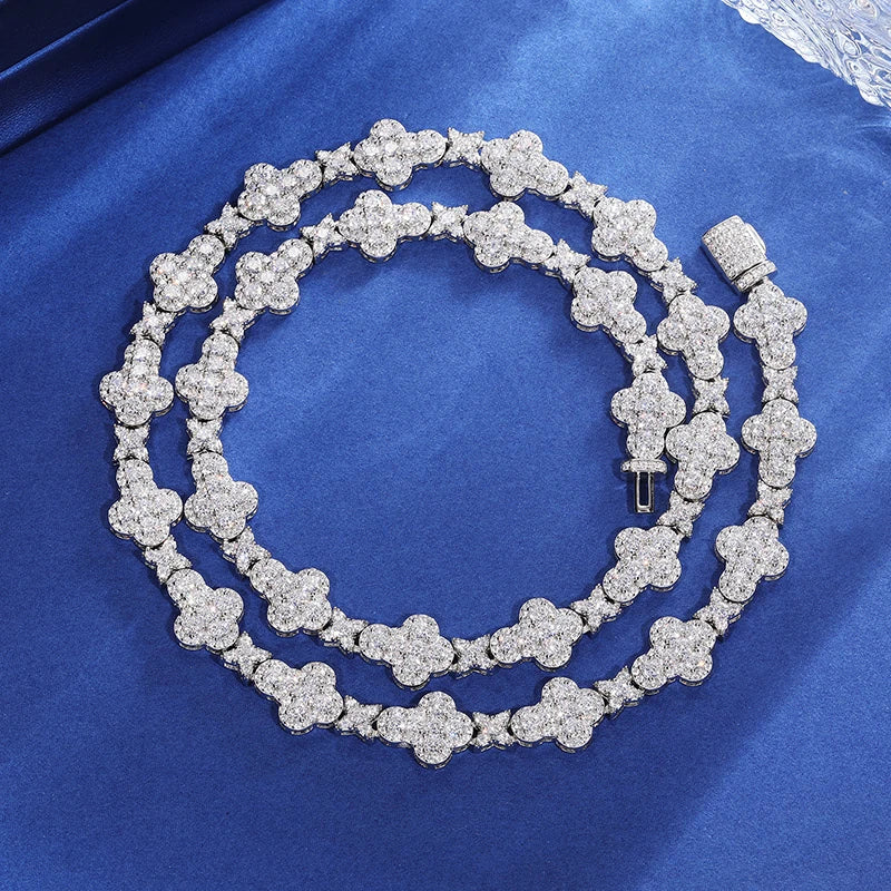Circle Stars | 925 Solid Sterling Silver Diamond Moissanite Iced Hip Hop Chain Necklace