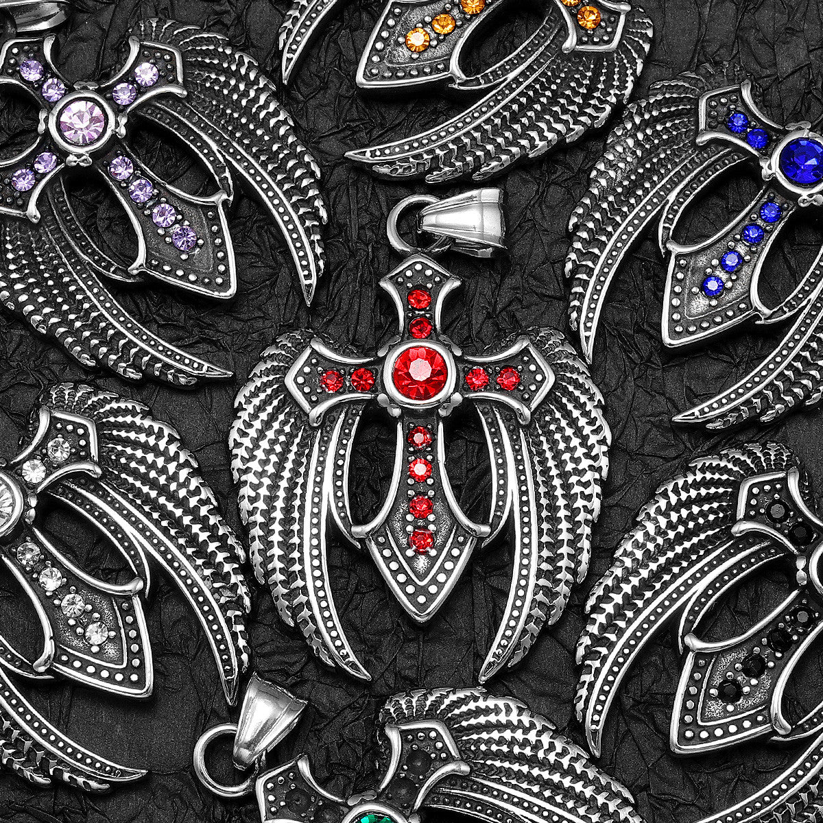 Angel Wing Cross | 316L No Fade Stainless Steel Amulet Style Hip Hop Pendant