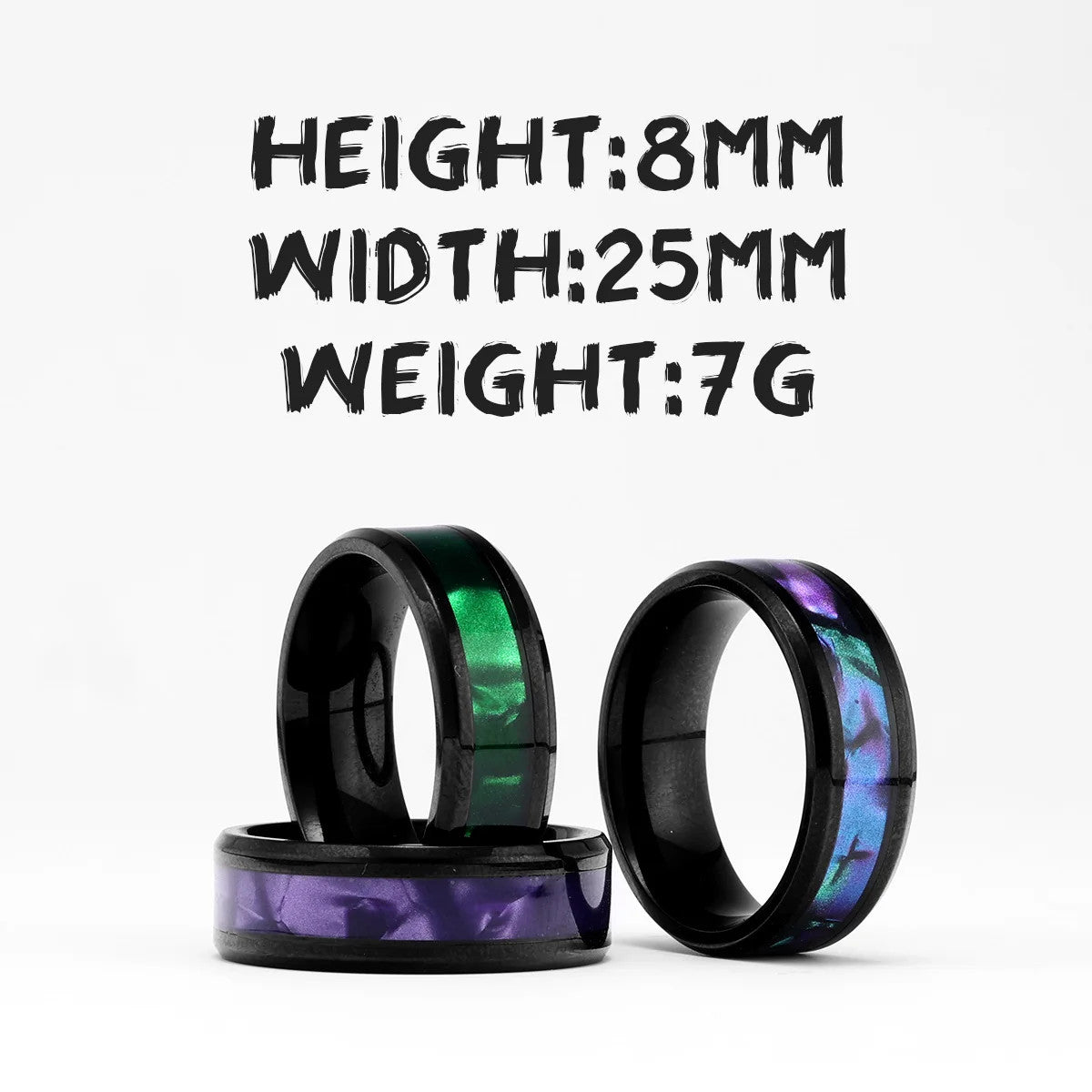 Aurora | 316L No Fade Stainless Steel Aurora Borealis Unique Designer Rings