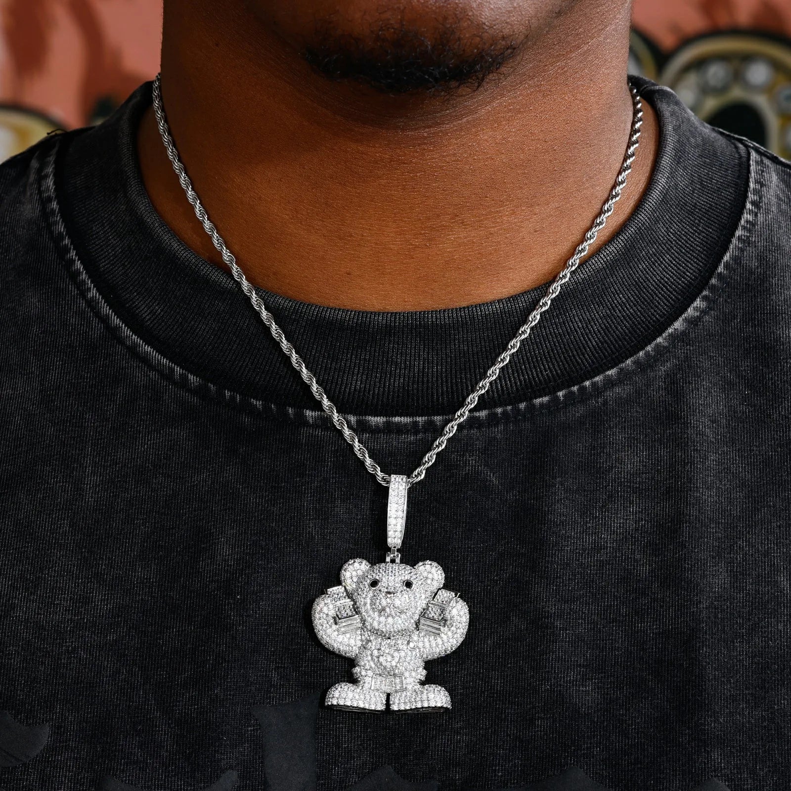 Racked Up | Boss Bear Solid 925 Sterling Silver Moissanite Diamond Hip Hop Pendant