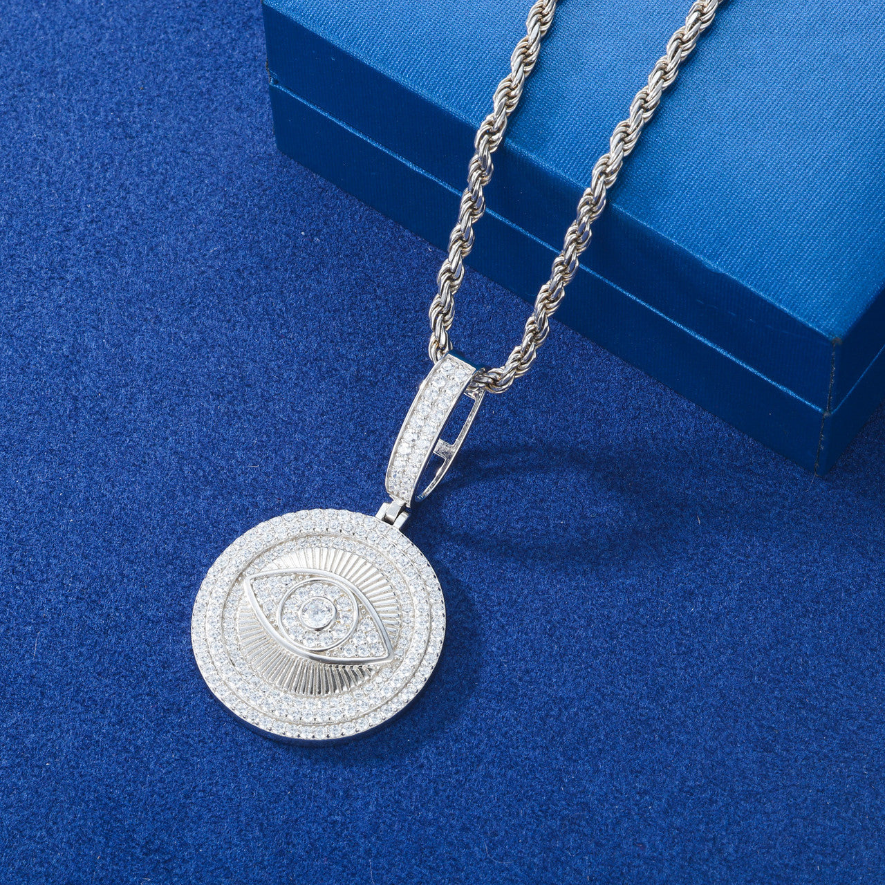 Diamond Devil's Eye | Solid Silver Moissanite All Seeing Eye Hip Hop Pendant