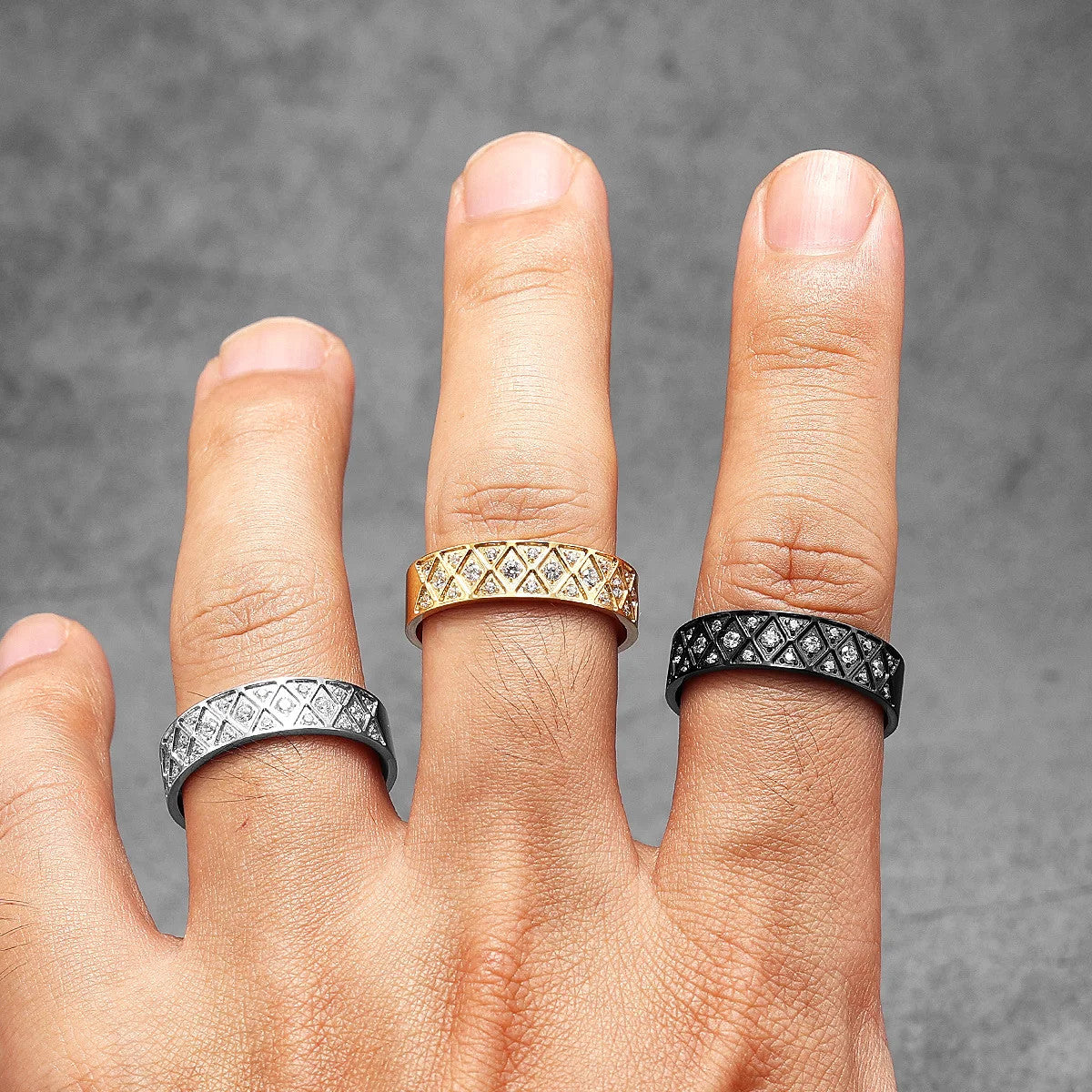 Ancient Aesthetic | 14k Gold Black Over Solid No Fade Stainless Steel Gemstone Rings