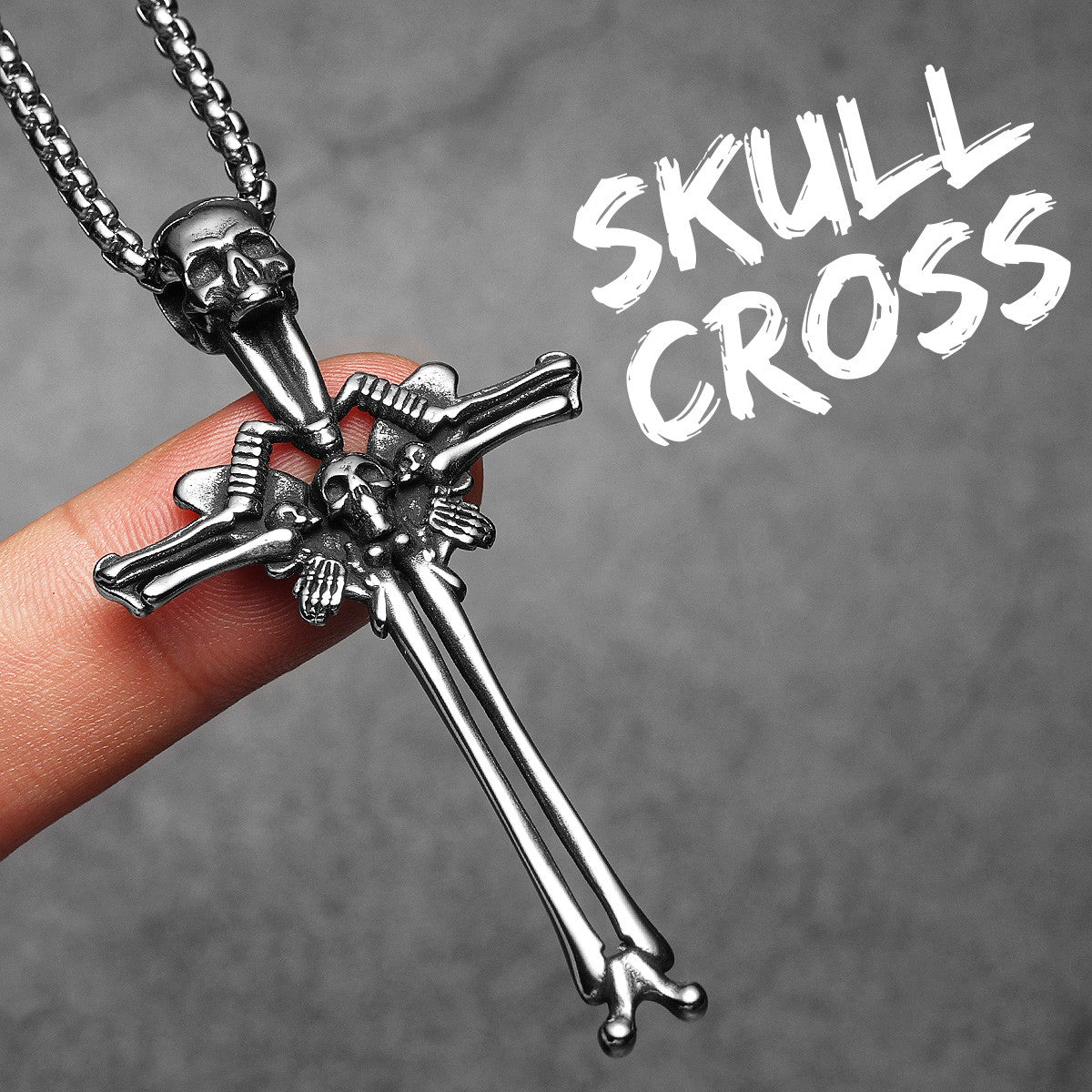 Cross Skull | Mens Solid Stainless Steel Designer Cross Hip Hop Street Wear Pendant