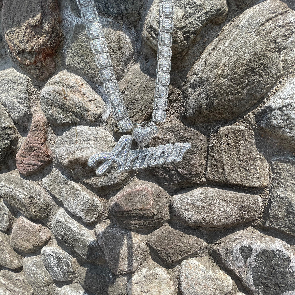 Love First | VVS Diamond CZ Custom Script Initials Iced Blinged Out Necklace