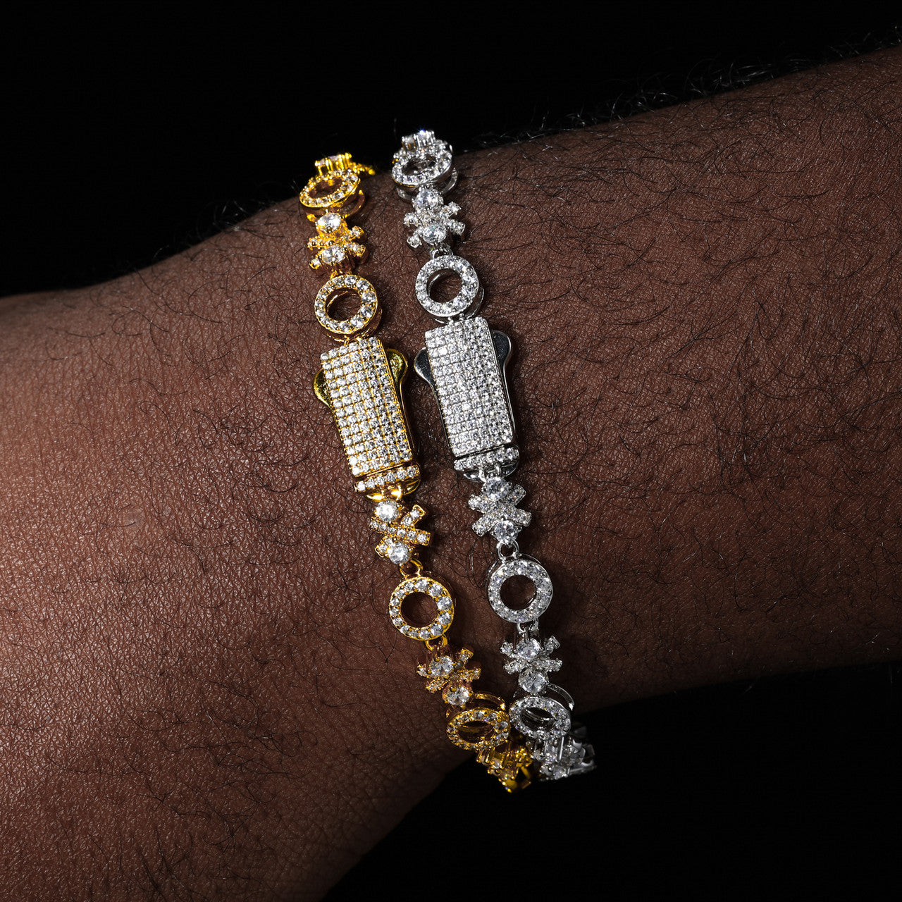 XOXO | Sterling Silver Love Moissanite Diamond Hip Hop 7MM 925 18k Gold Bracelets