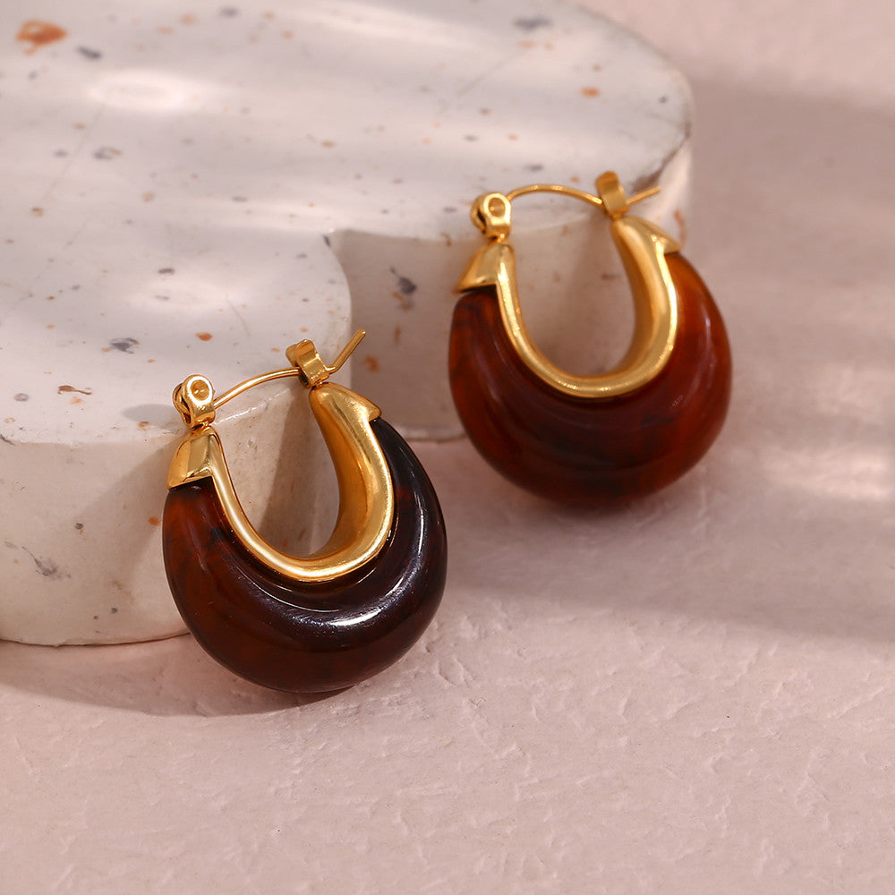 316L Silver Stainless Steel 18k Gold Tarnish Free Multiple Colors Acrylic Hoop Earrings