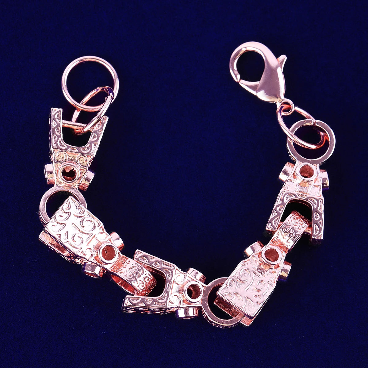 3D Block Bracelet | Two Tone Lobster Clasp Three D Block Chain Bracelet
