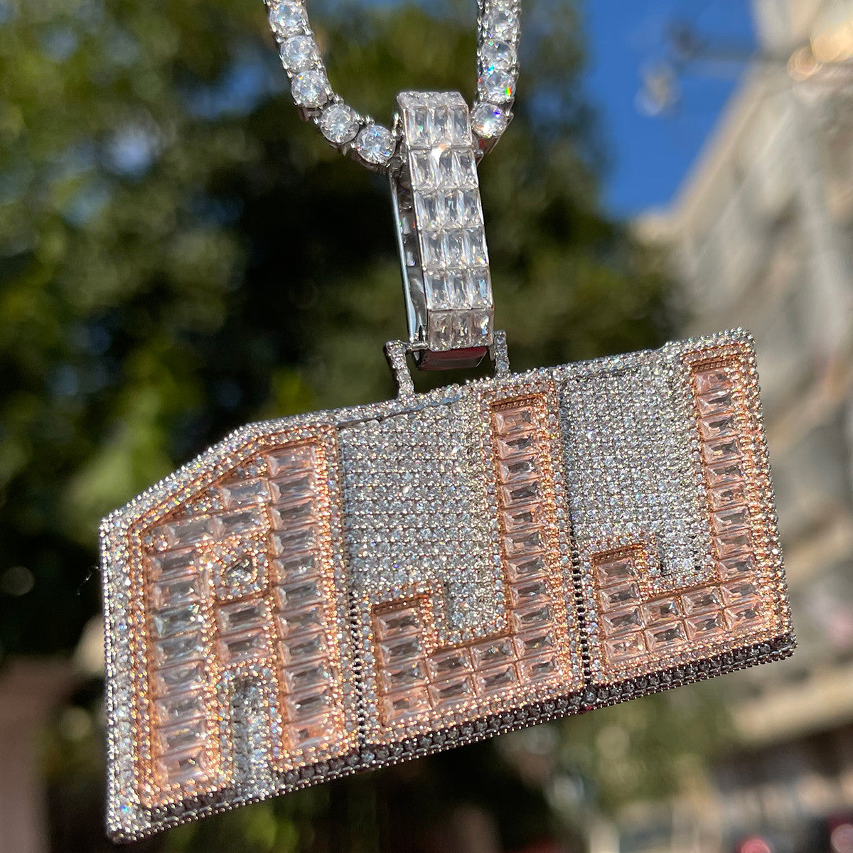 HighLife | Custom Made Iced Baguette Blinged Out Custom Made Pendant