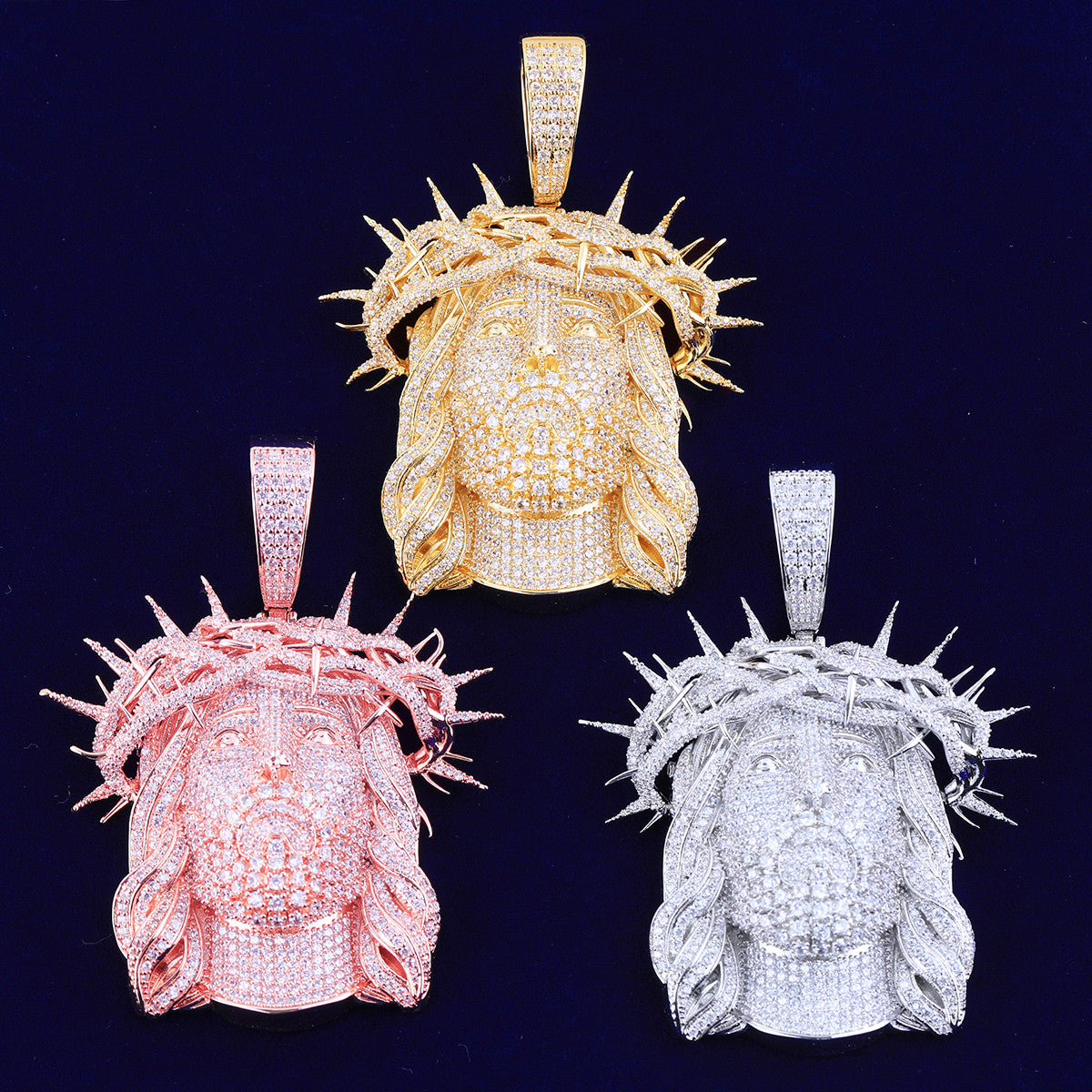 The Christ | VVS Diamond CZ Iced Blinged Out 24k 925 Silver Rose Gold Jesus Piece Hip Hop Pendant