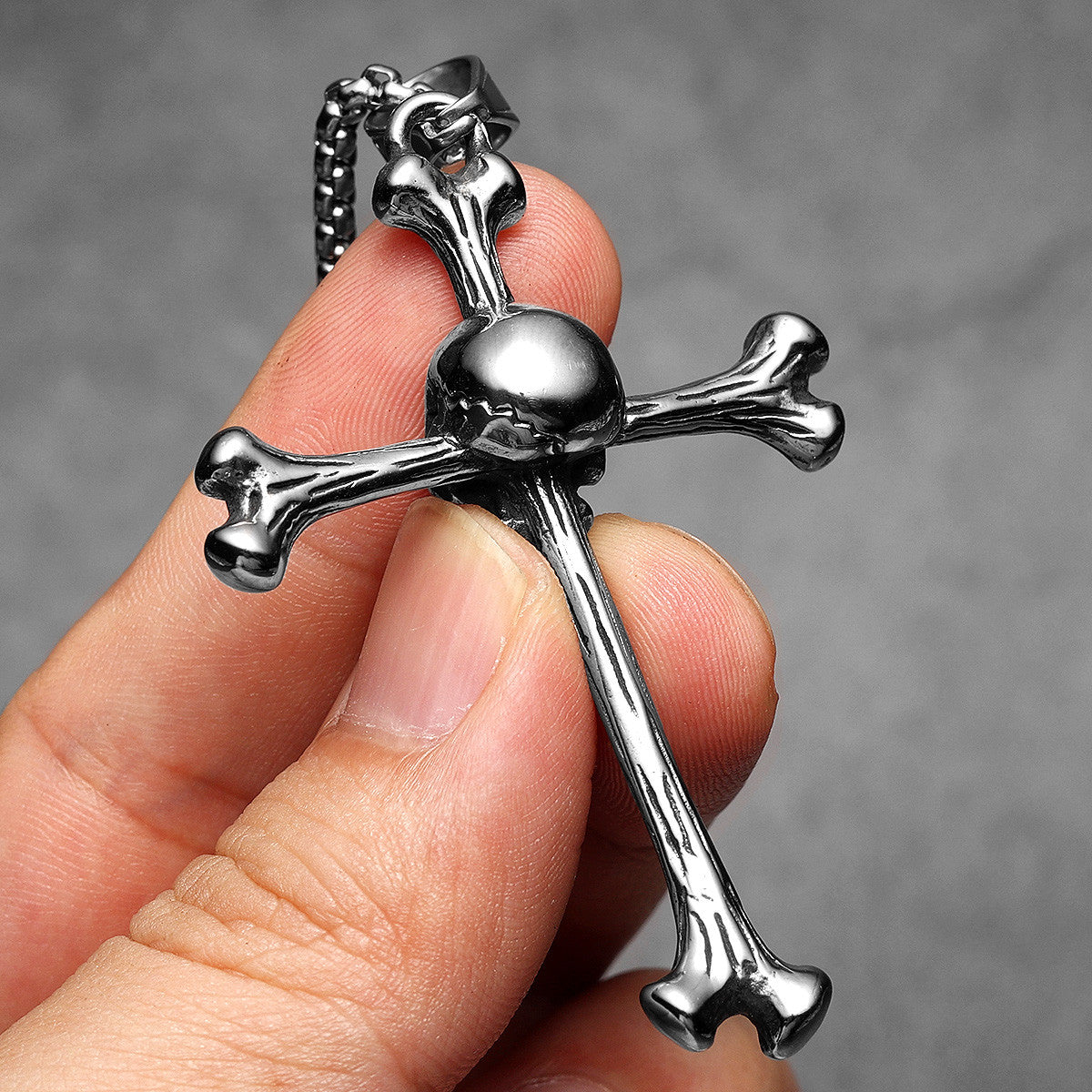 Skull and Bones | 316L Stainless Steel Symbolic Street Style Cross Pendant