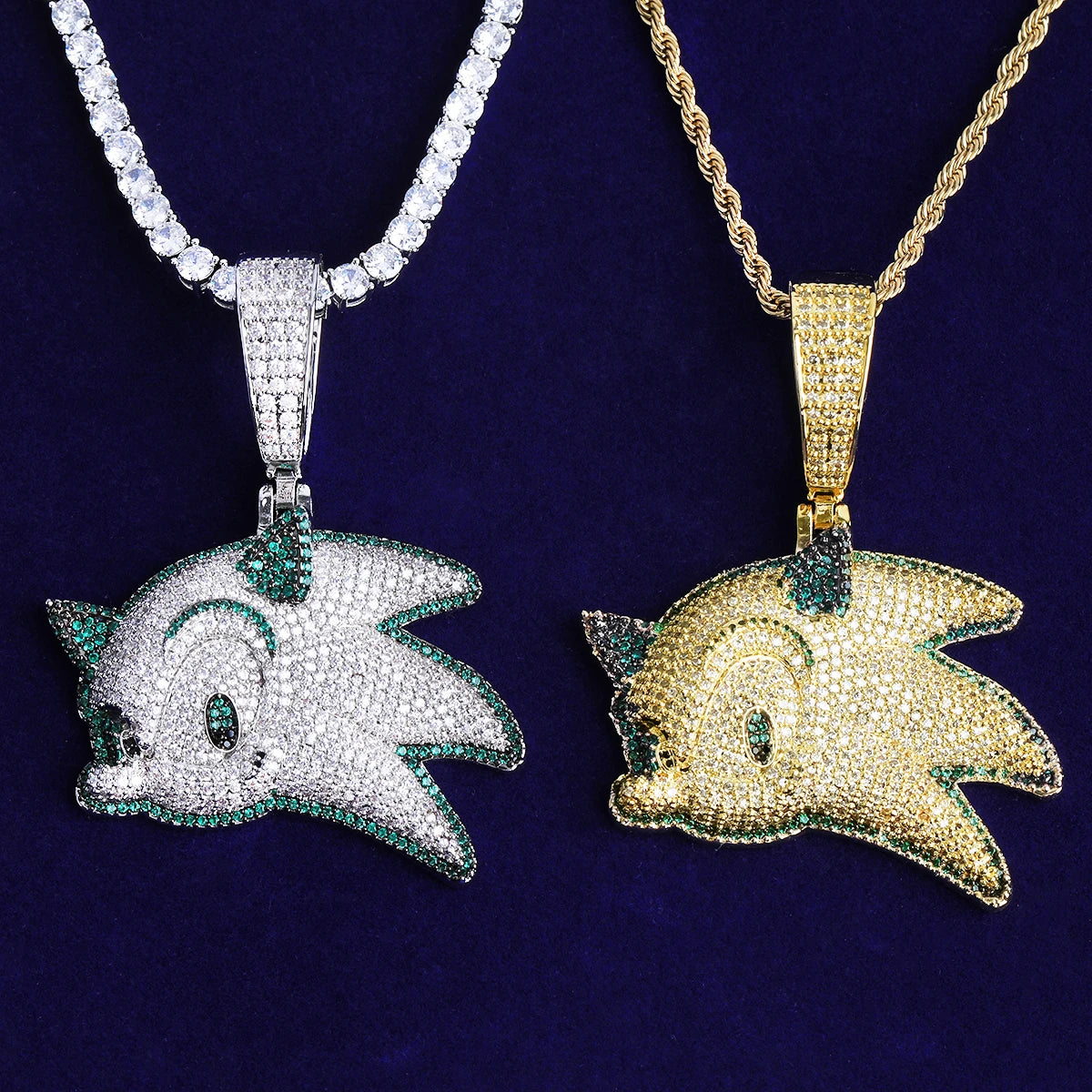 The Hedgehog | VVS Diamond CZ Sonic Prong Set Iced Blinged Out Pendant