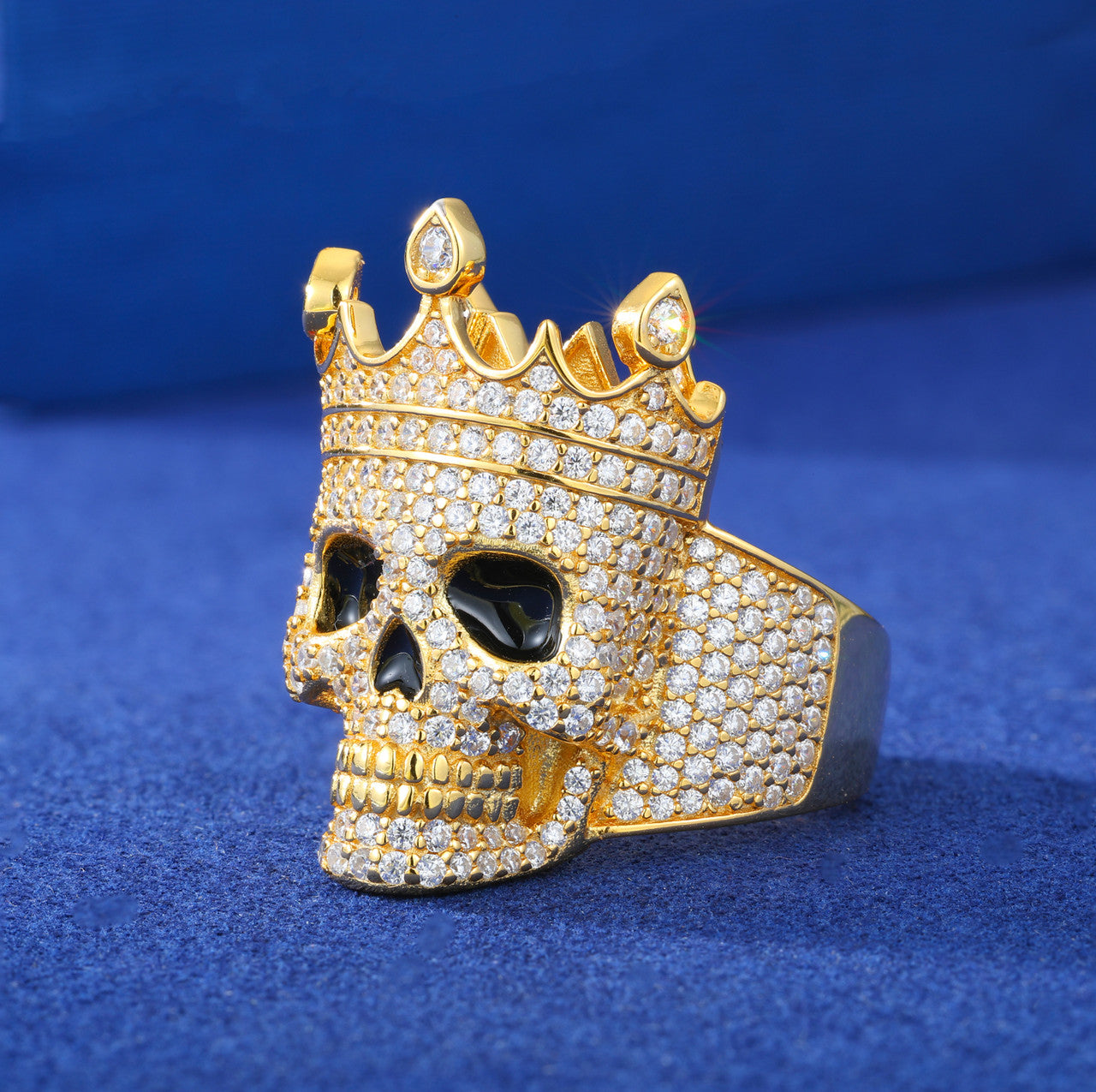 The Death Conqueror | Solid Sterling Silver Moissanite Diamond Crown Skull Hip Hop Ring