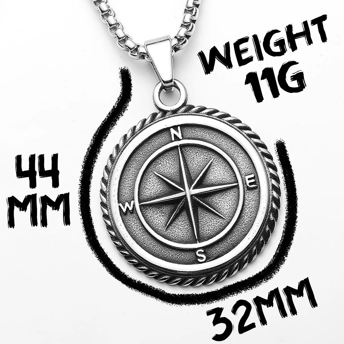 Compass Anchor | 316L Solid Stainless Steel Nautical Anchor Pendant