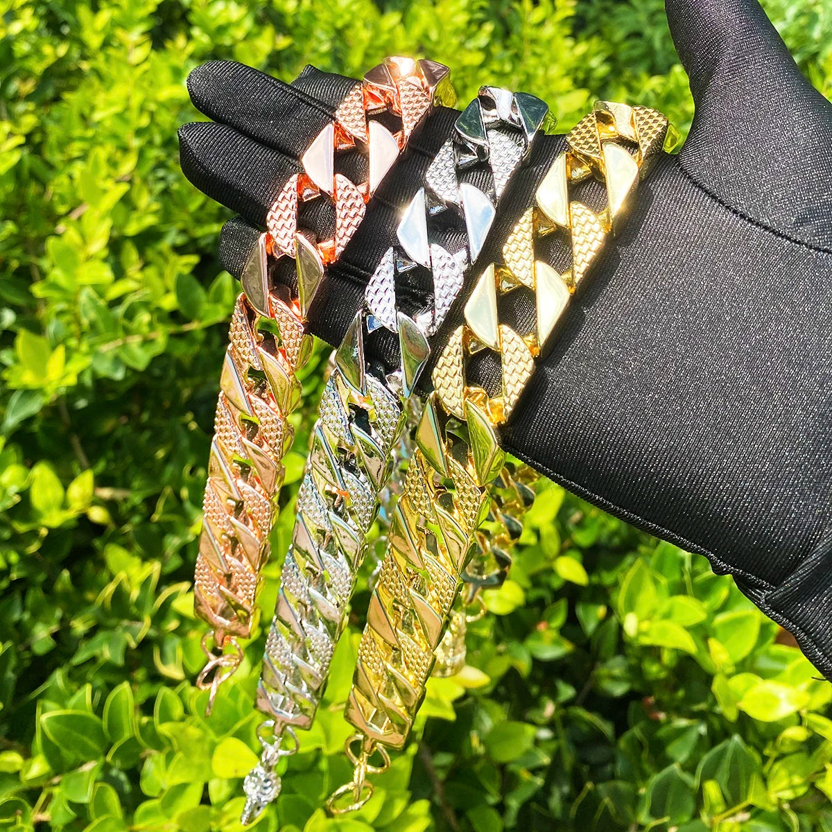 Patterned Cuban | 20mm Belcher Clasp Square Cut Designer Cuban Link Chain Necklace