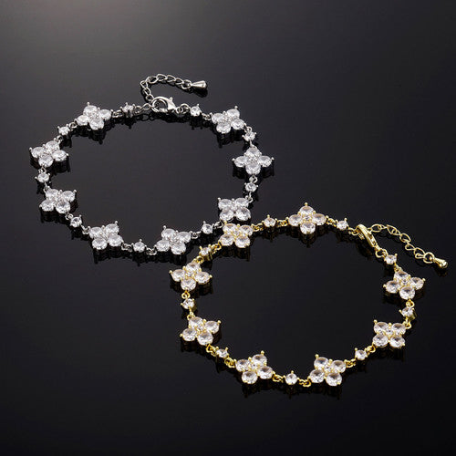 Ladies VVS Diamond CZ Iced Blinged Out Colorful Clover 7Inch Bracelet