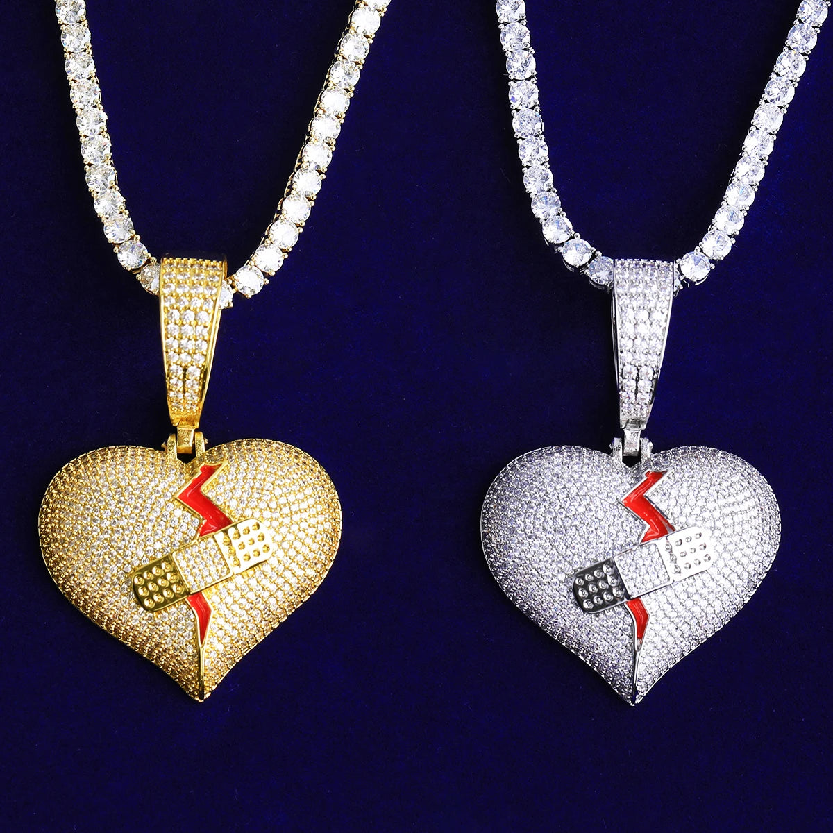 Bandage Broken Heart | VVS Diamond 5AA+ CZ Hip Hop Pendant Chain