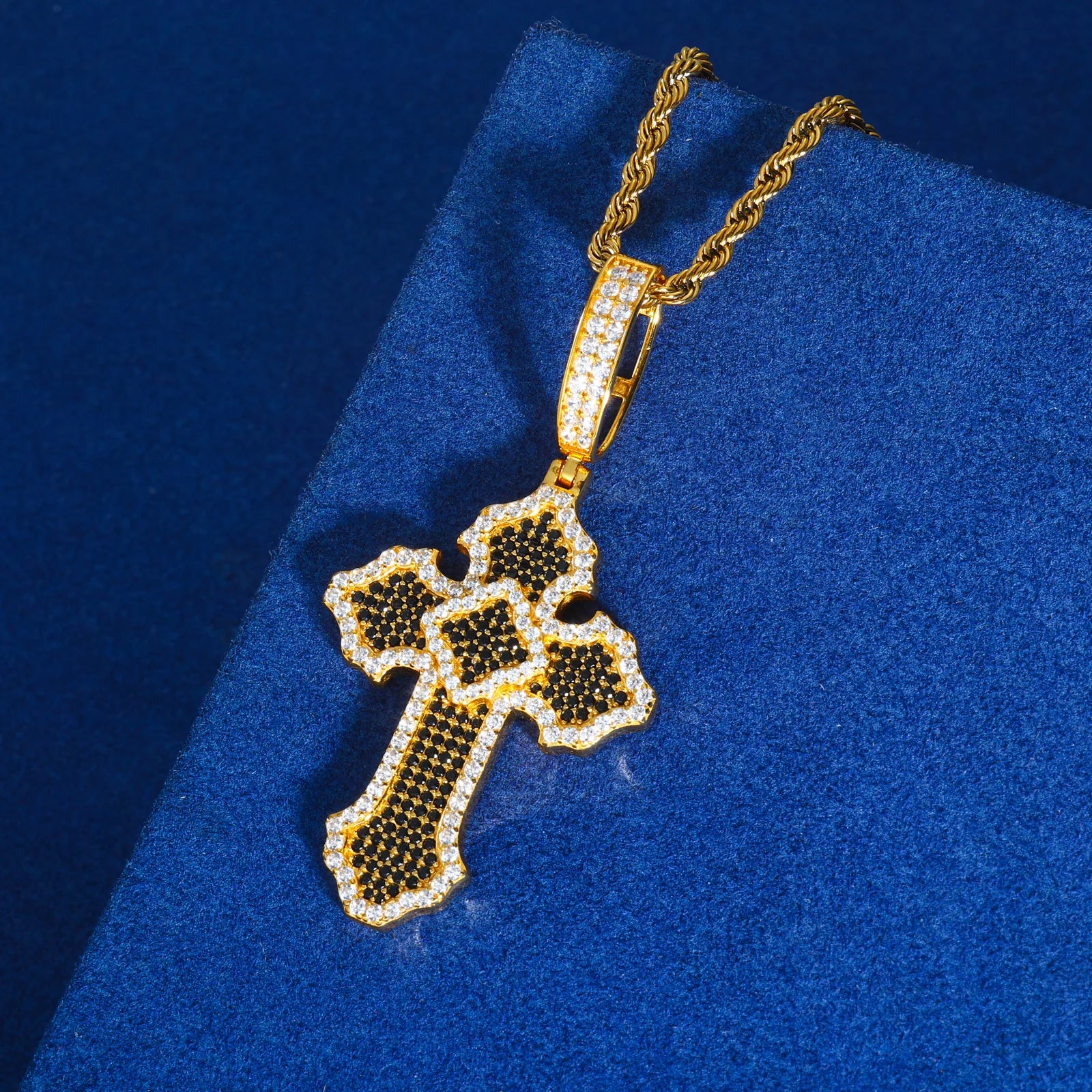 Cross Of Peace | Moissanite Diamond Solid Sterling Silver Black VVS Hip Hop Cross Pendant