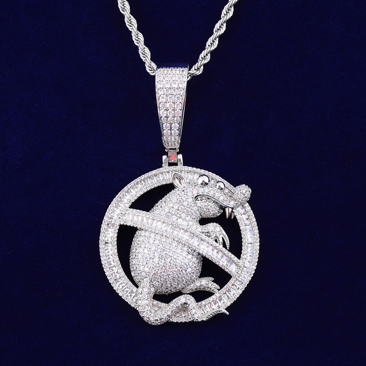 No Rats Allowed | VVS Diamond CZ Baguette Iced Blinged Out Hip Hop Pendants