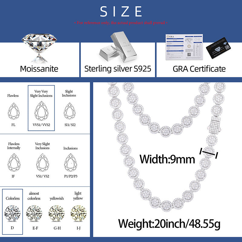 The Diamond Drip | VVS Moissanite Diamond Hip Hop Round 9mm Iced Blinged Out Chain Necklace