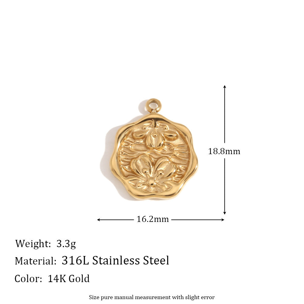 Ladies DIY 18k Gold Over No Fade Solid Stainless Steel Perforate 3D Buckle Pendants