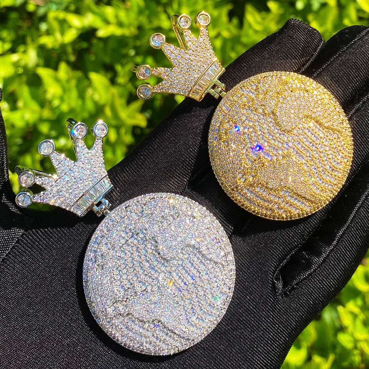 King Of The World | VVS Diamond CZ Crown Globe Hip Hop 24k 925 Silver Bling Pendant