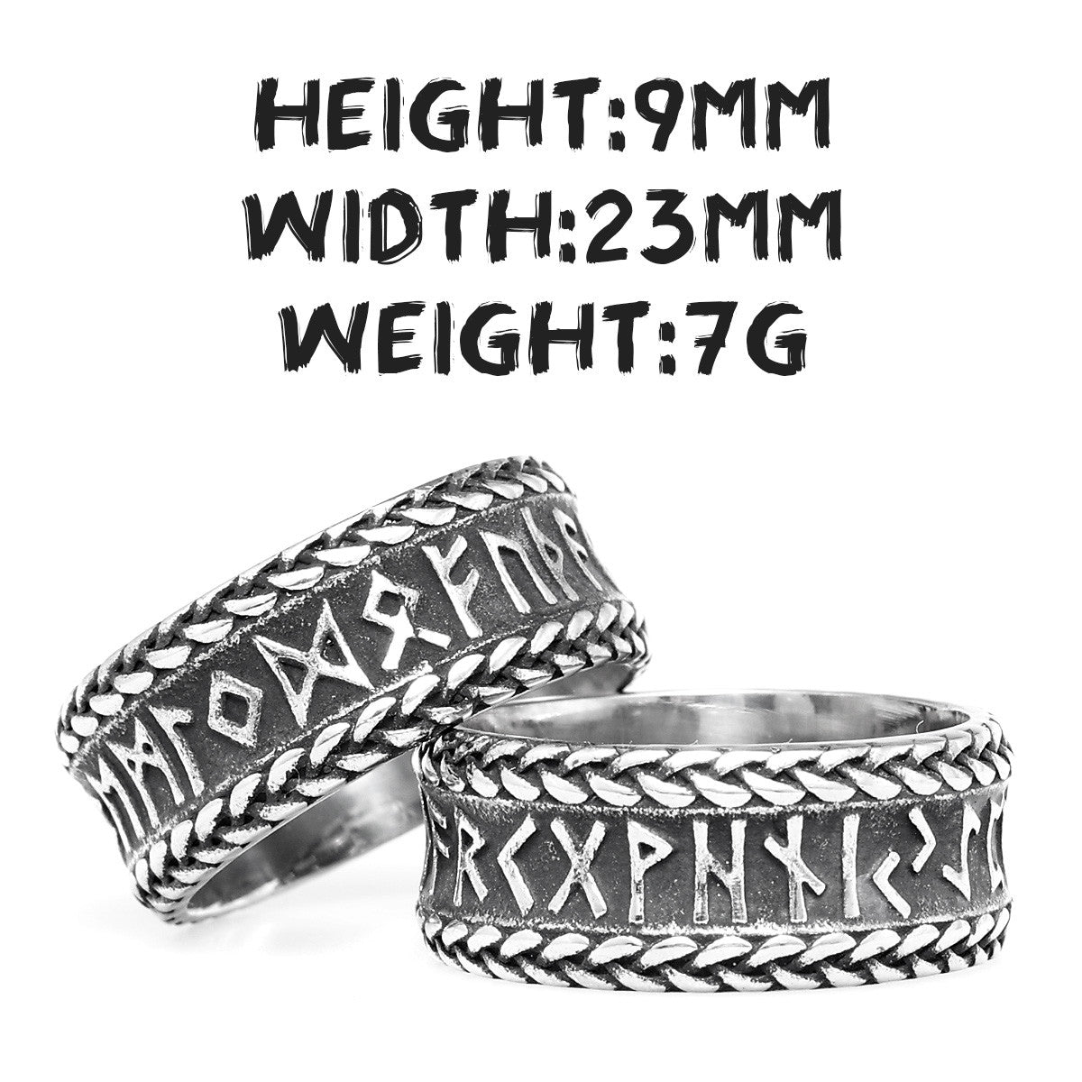 Vintage Nordic Letters | 316L No Fade Stainless Steel Viking Characters Rings