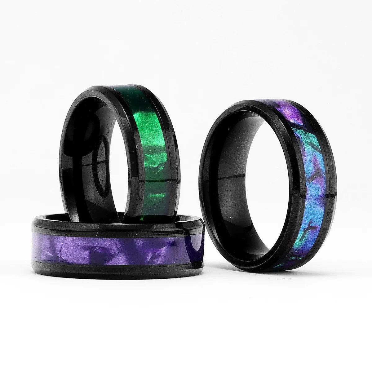 Aurora | 316L No Fade Stainless Steel Aurora Borealis Unique Designer Rings