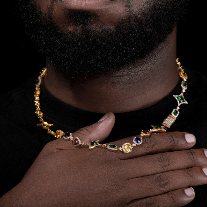 Star Trails | Solid Sterling Silver Moissanite Diamond Colorful Gemstone Hip Hop Chain