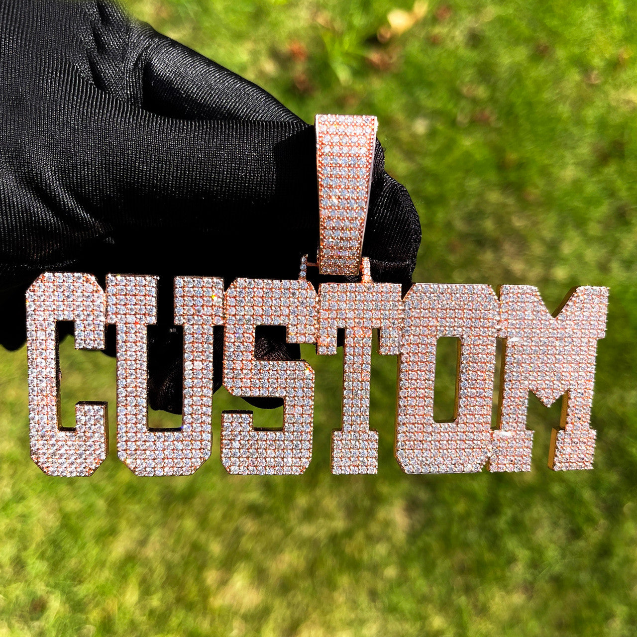 FlatLand  | Flat Squared Iced Block Retro Custom Name Plate Hip Hop Pendant