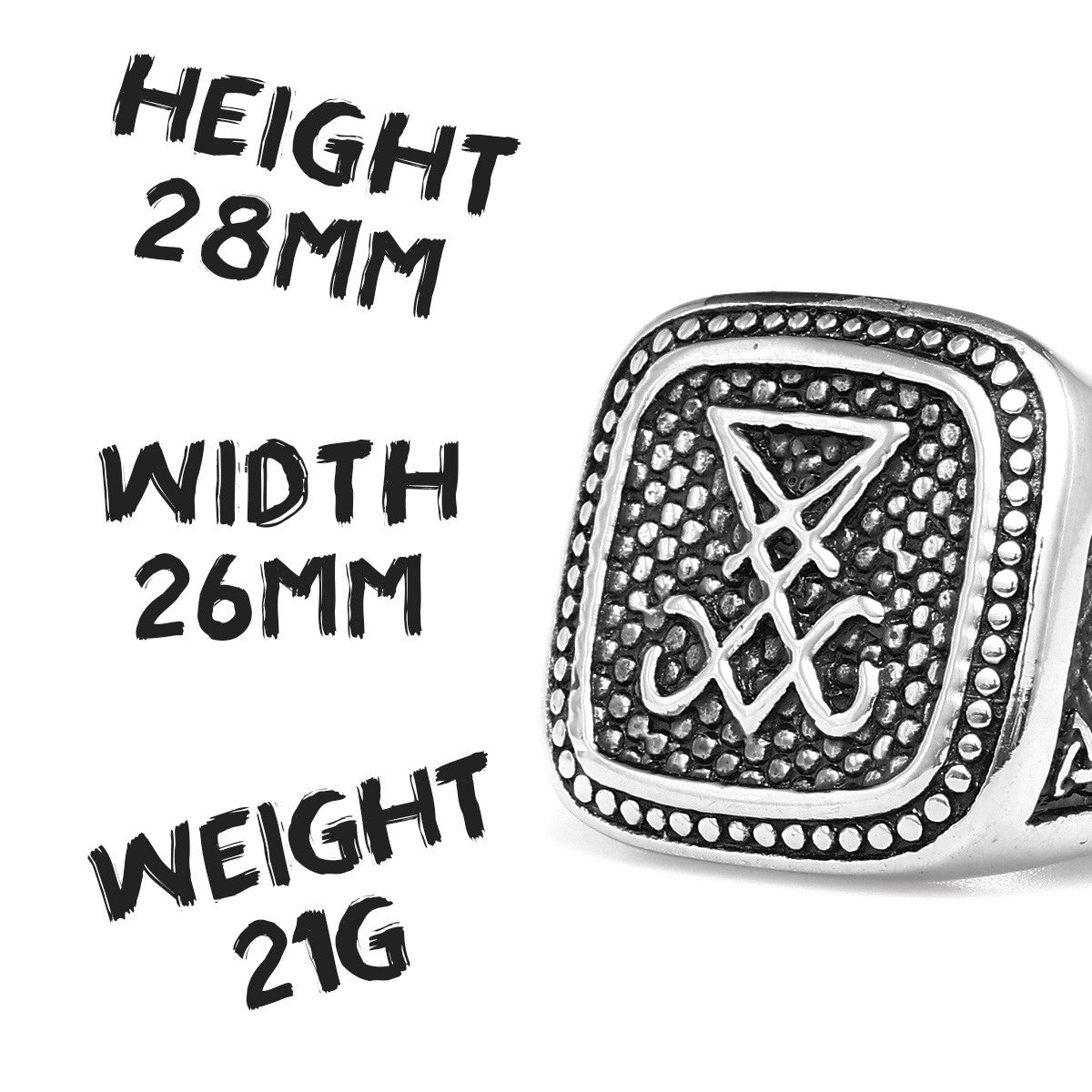 Mens No Fear Silver No Fade Stainless Steel Lucifer Satan Street Wear Rings