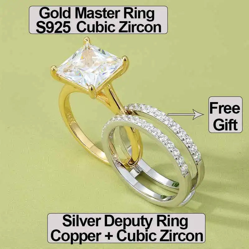 Women's Luxury 6CT Fashion Bridal Engagement Wedding Rings 5A CZ Buy 1 Get 1 Free Party Ring