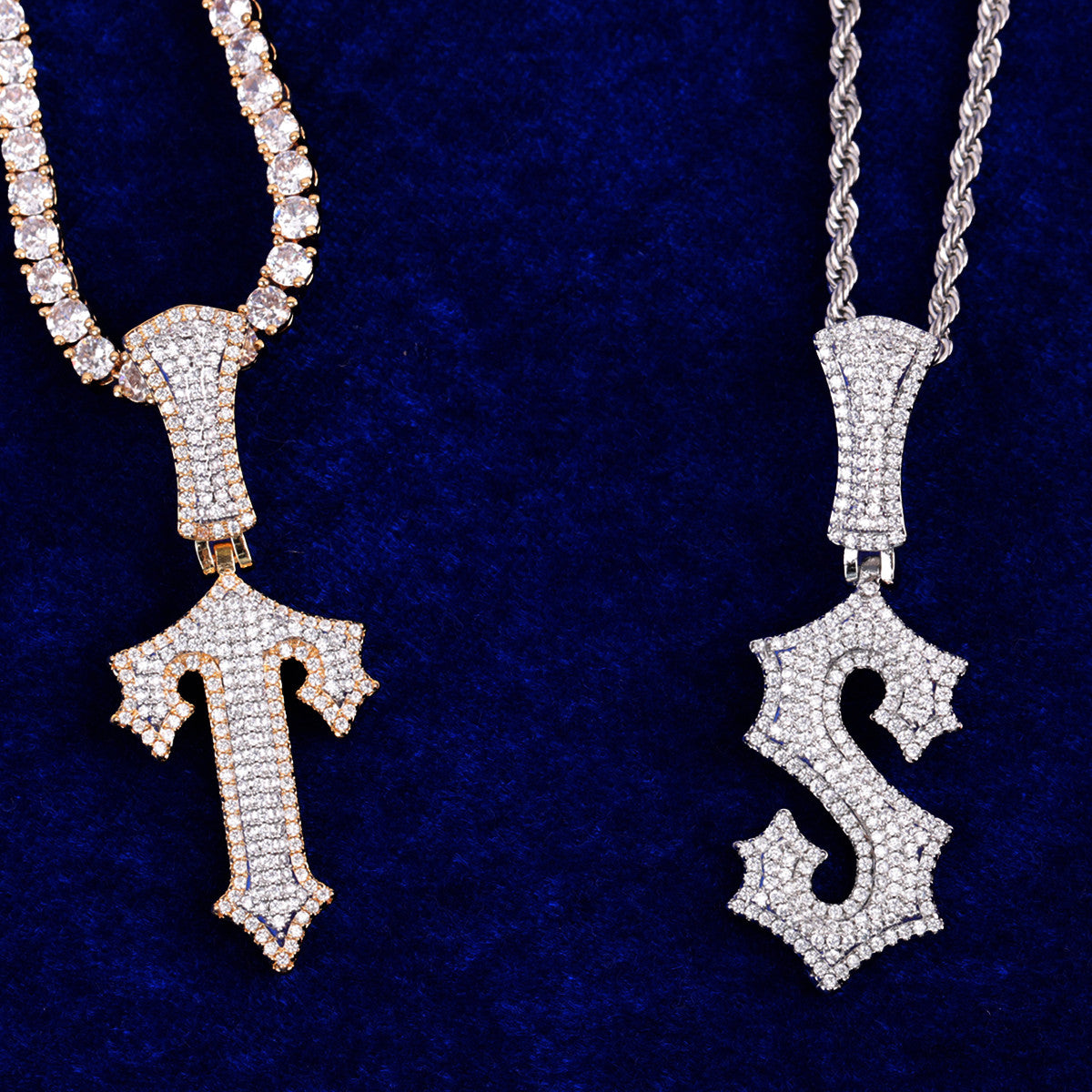 Trapped Out | Iced Blinged Out Initial Letter 4 Prong Set Pendants