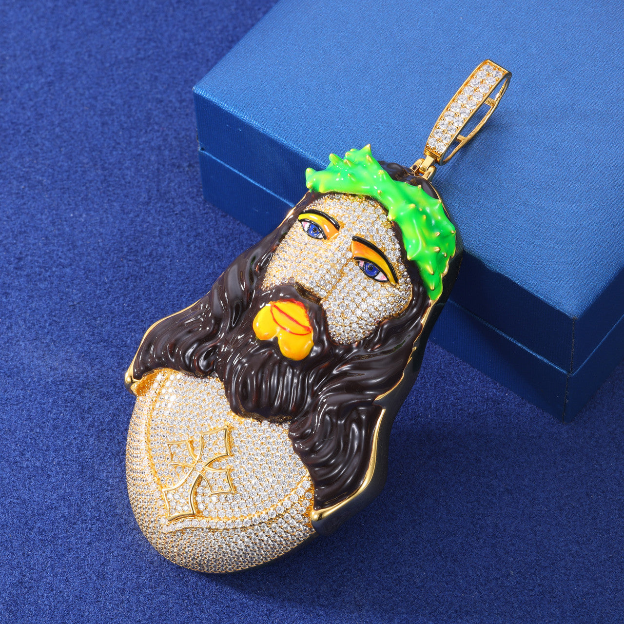 4K Jesus | Sterling Silver Luxury D VVS Moisasnite Diamond Enamel Jesus Piece Hip Hop Pendant