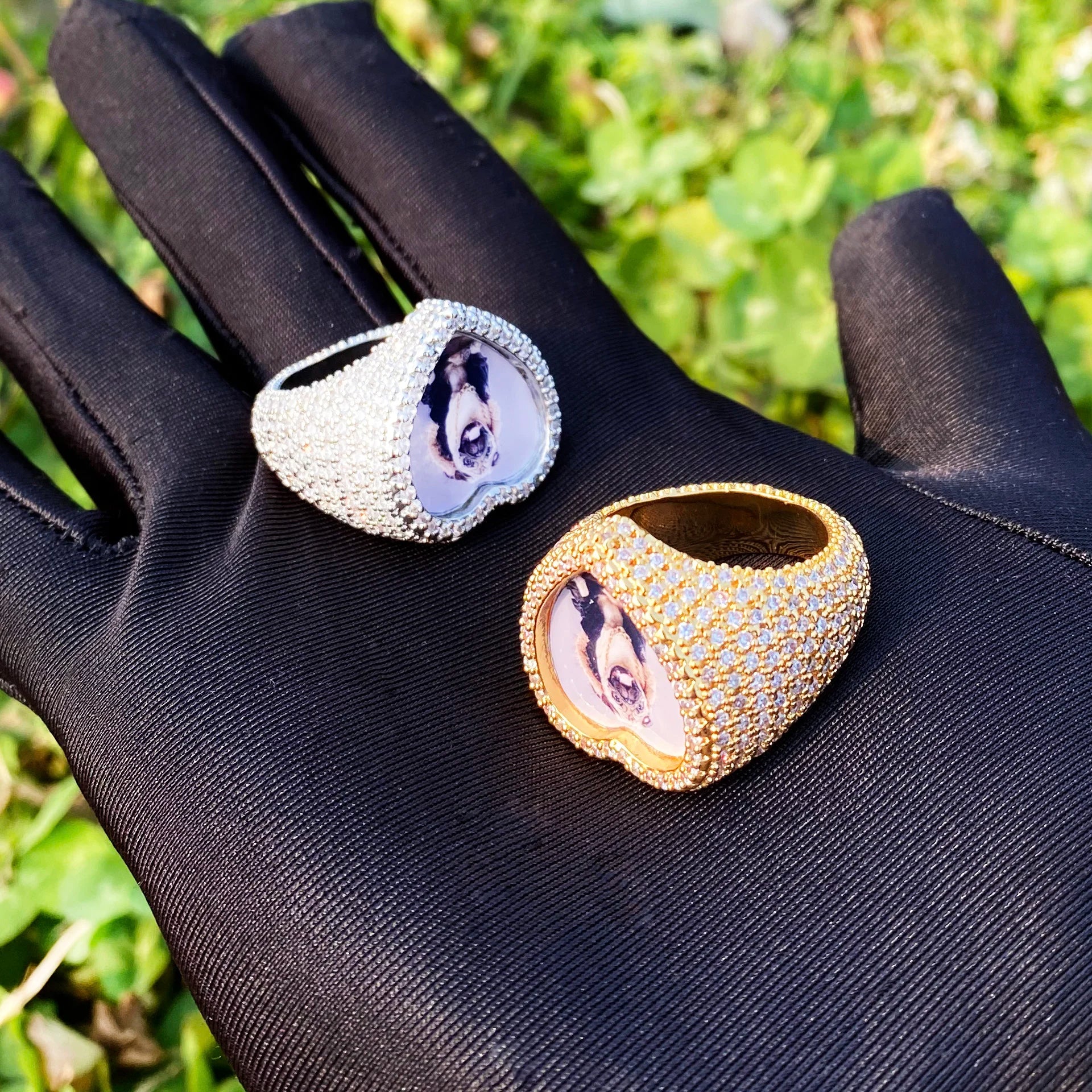 Heart Beat | 925 Silver 24k Rose Gold Heart Shaped Photo Picture Custom Rings