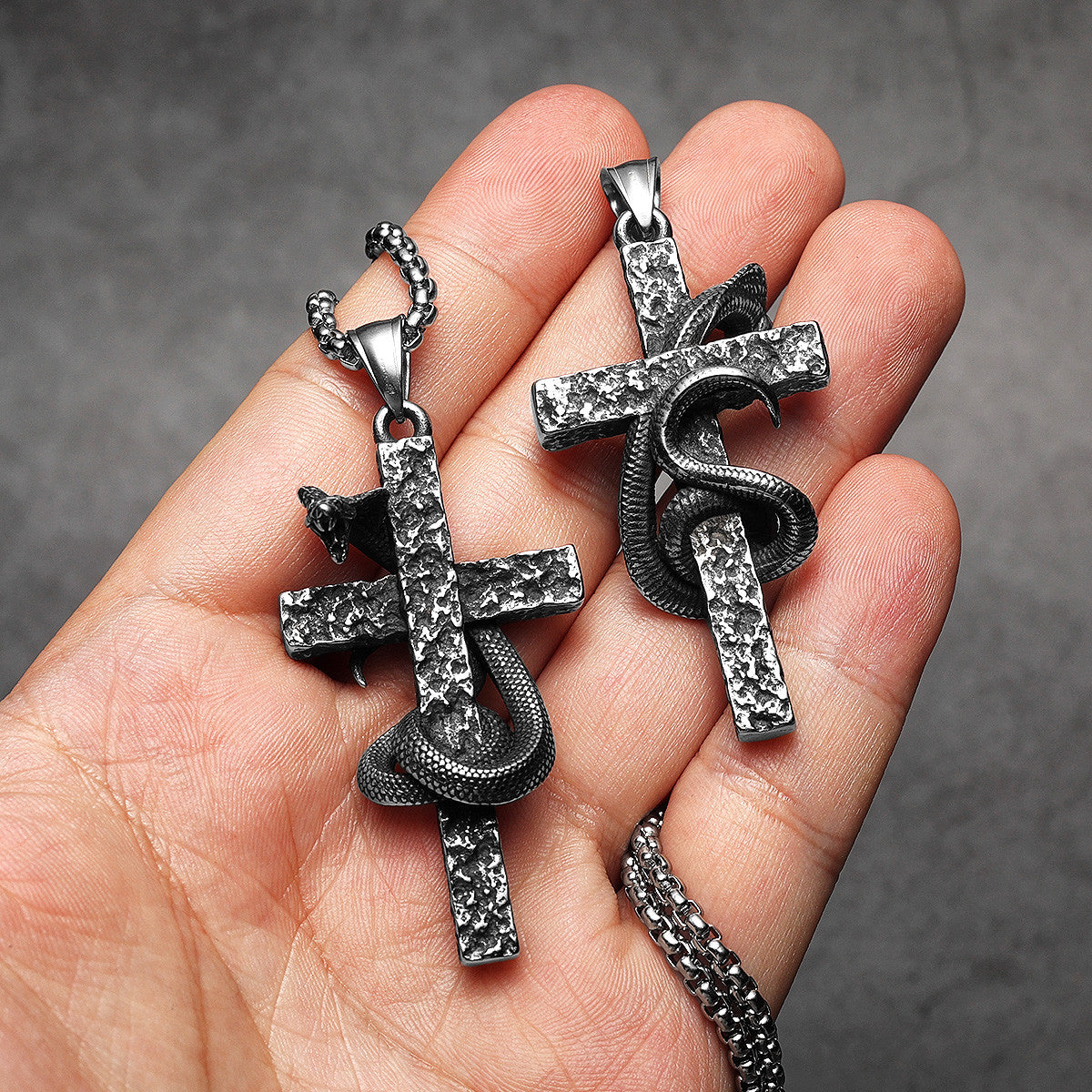 Cobra Cross | Solid Stainless Steel Good VS Evil Street Wear Pendant Chain Necklace