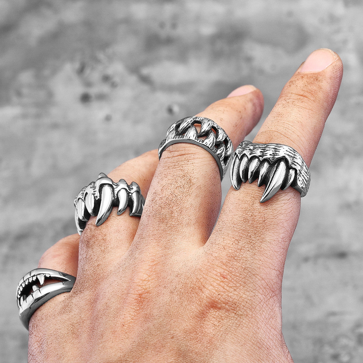 Beast Mode | 316L No Fade Stainless Steel Demon Monster Teeth Unique Hip Hop Rings