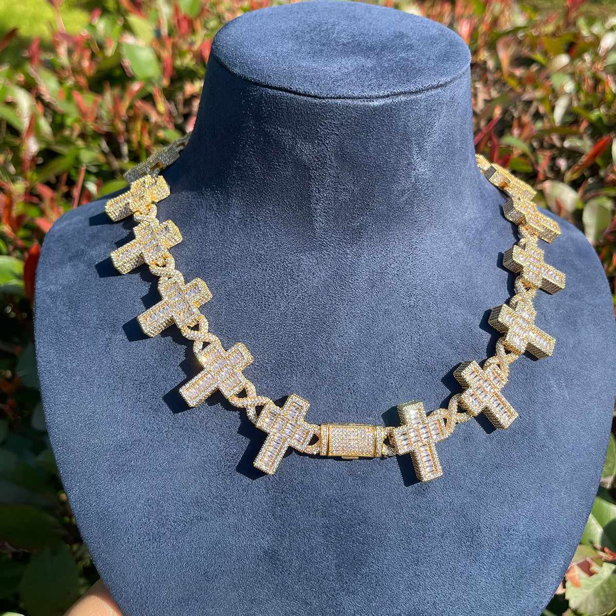 Luxe Infinity Iced Baguette Gemstone Chain Necklace