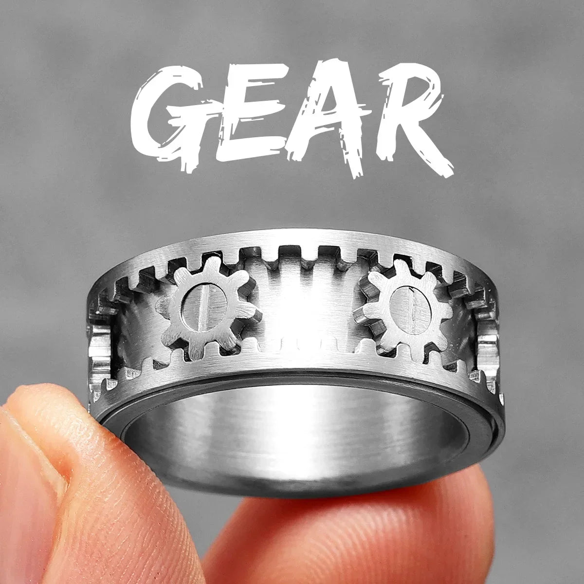 Rotating Gems | Iced Blinged Out Spinning Gears Gemstone No Fade Stainless Steel Rings