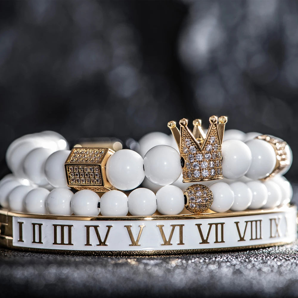 The Untouchable | VVS Diamond CZ Crown Luxury 3 Piece Hip Hop Bracelet Set