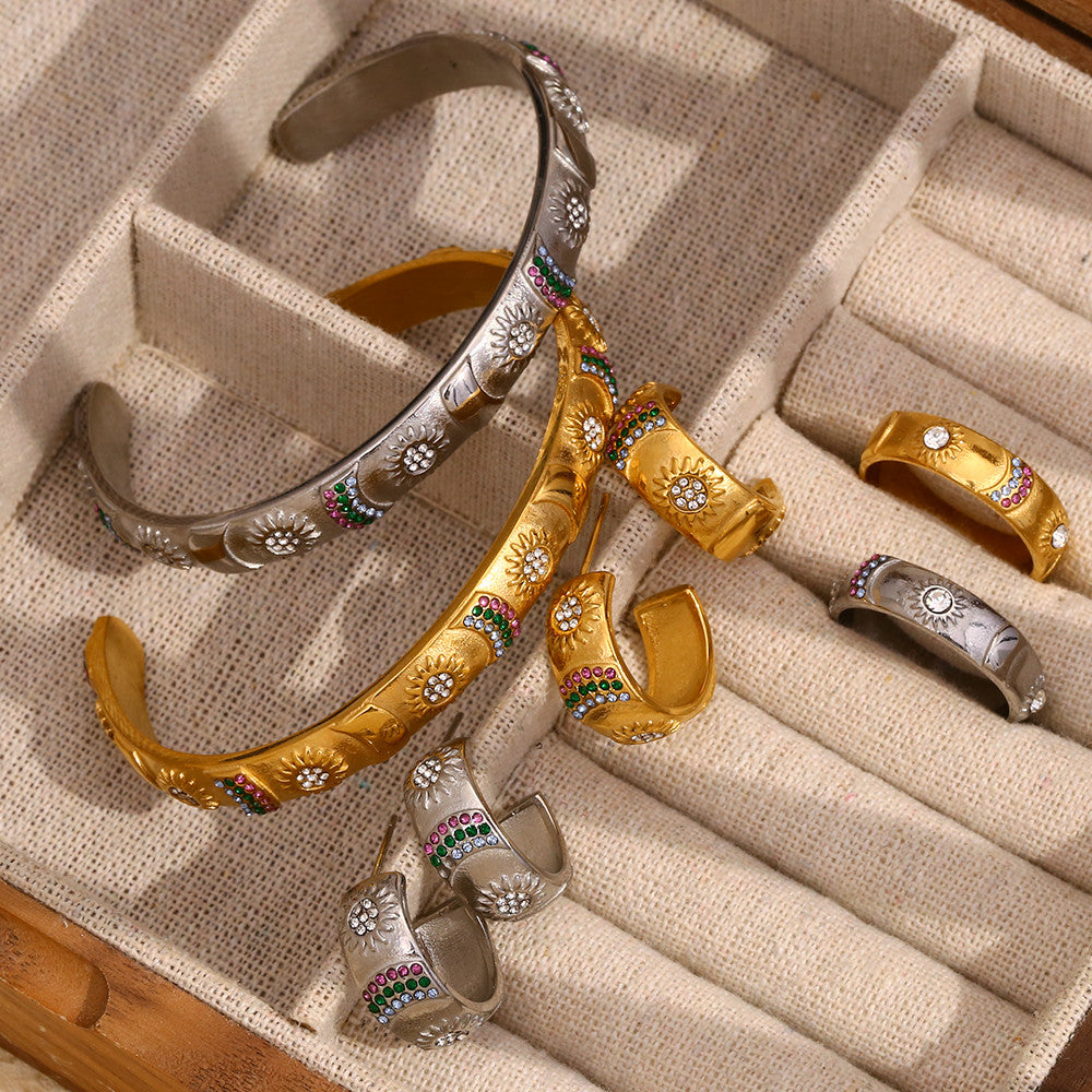 18k Gold Silver Stainless Steel Waterproof Lover World Tarot Cards Series Stud Earrings