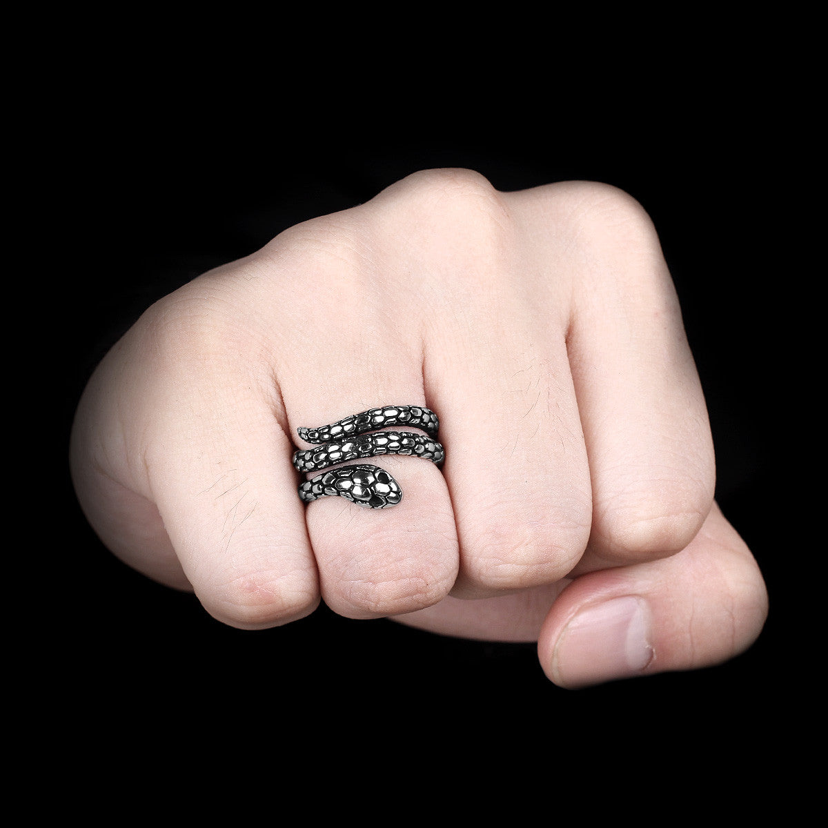Reptile | 316L Stainless Steel Coiled Snake Detailed Street Wear Stylish Rings