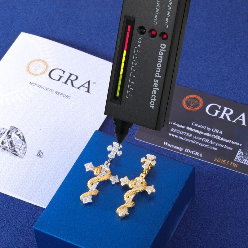 Good VS Evil | Solid 925 Sterling Silver Moissanite Hip Hop Cross Pendant Chain