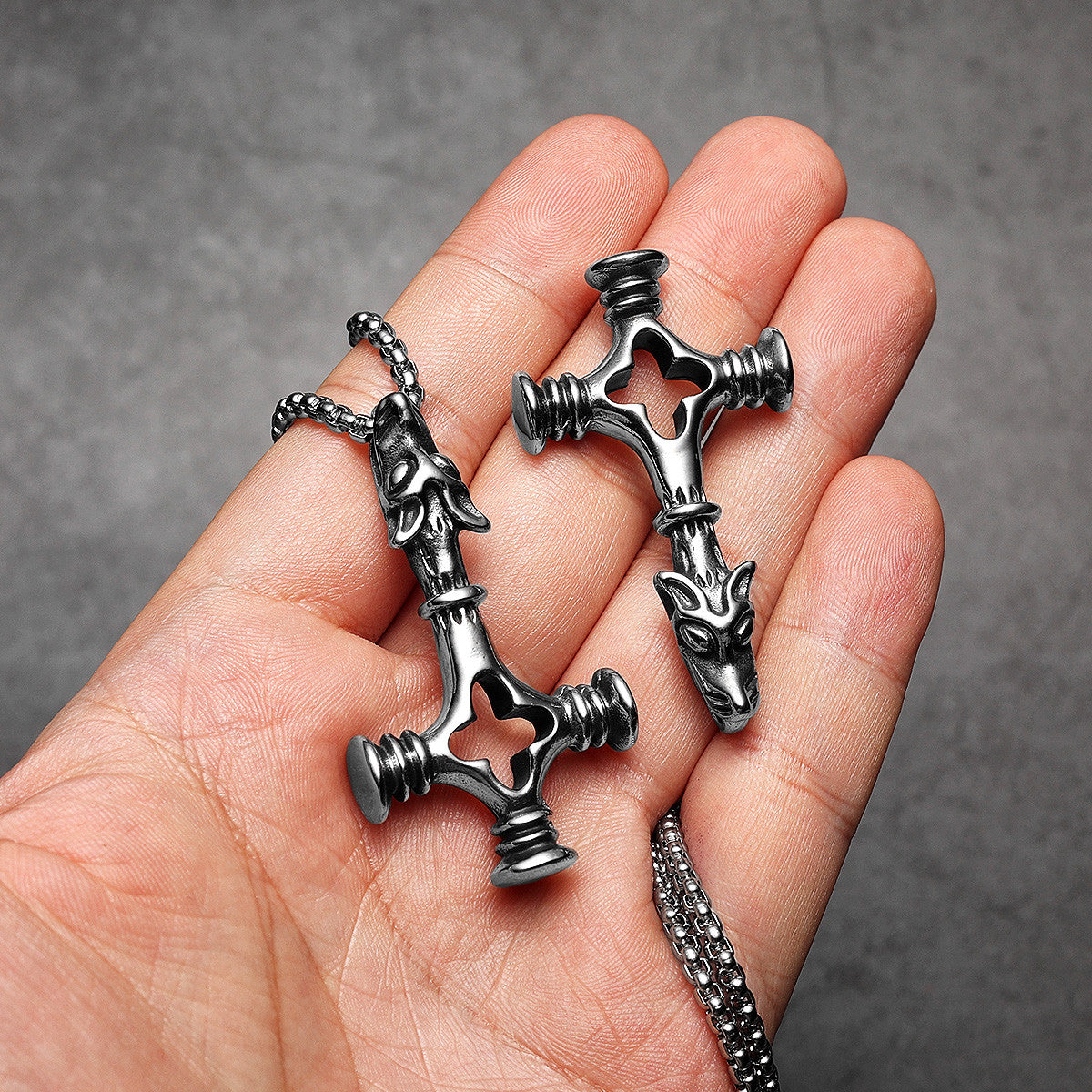 Hollow Wolf Cross | 316L No Fade Stainless Steel Wolf Cross Street Wear Pendant