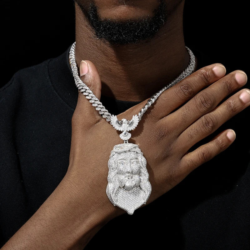 The Imperial | Solid Sterling Silver Moissanite Diamond Hip Hop Jesus Piece Pendant