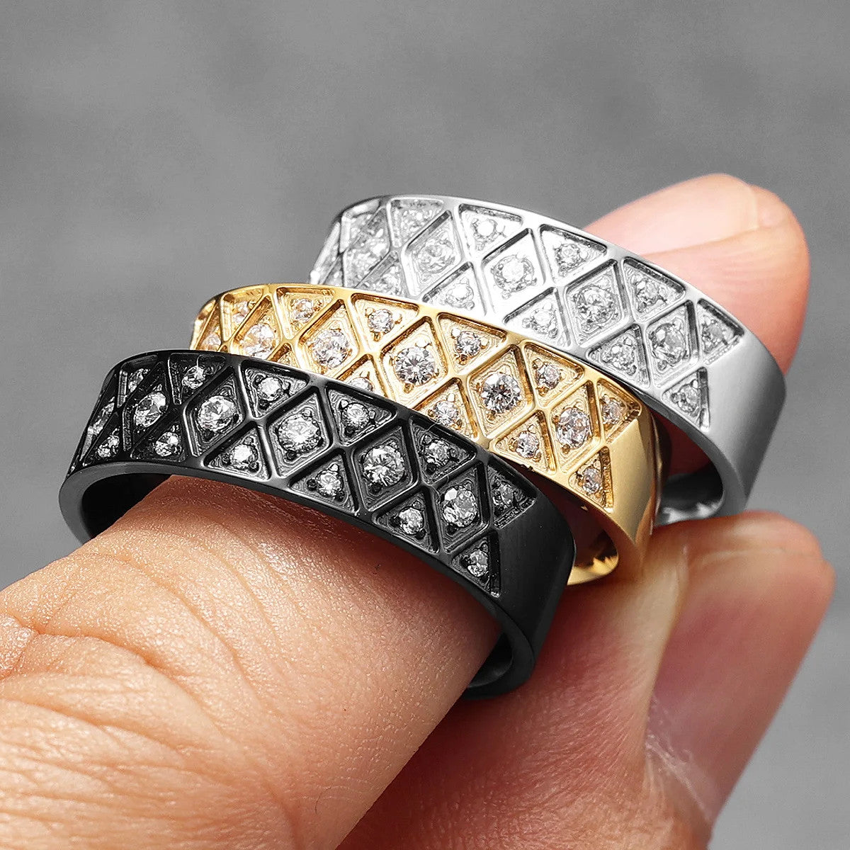 Ancient Aesthetic | 14k Gold Black Over Solid No Fade Stainless Steel Gemstone Rings