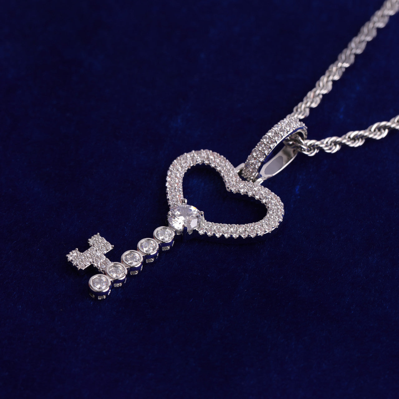 Ladies Bling Bling Key to My Heart Gold Silver Rose Gold Pendant Necklace