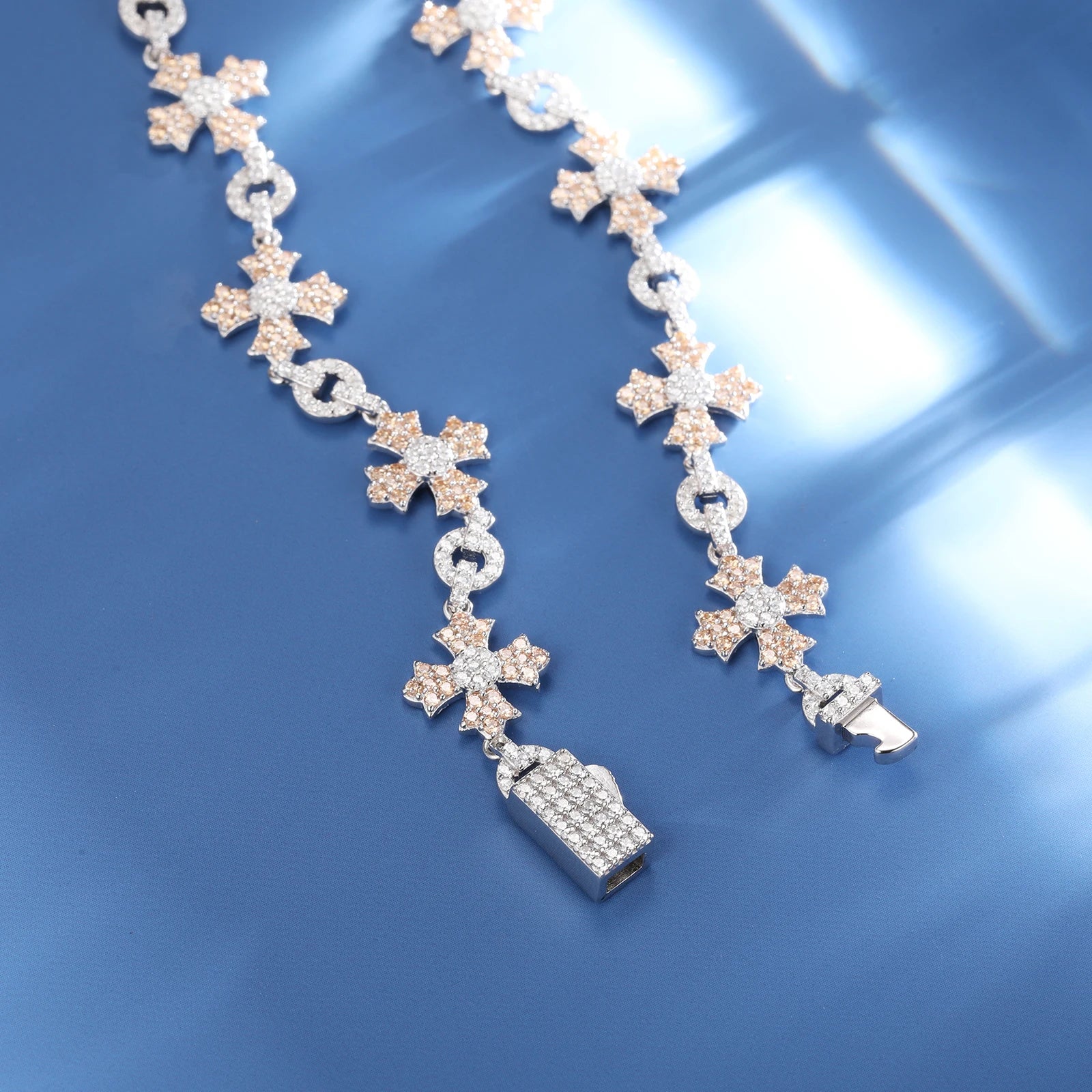 Diamond Star | Solid S925 Silver 12mm D Color Moissanite Diamond Cross Chain Necklace