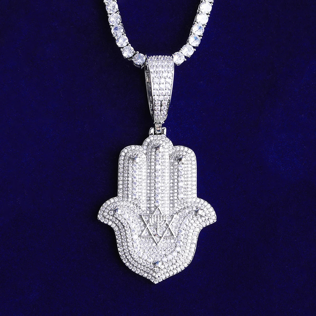 Hamsa Star Of David | VVS Diamond CZ 5AA+ Hamsa Hand Hip Hop Pendant